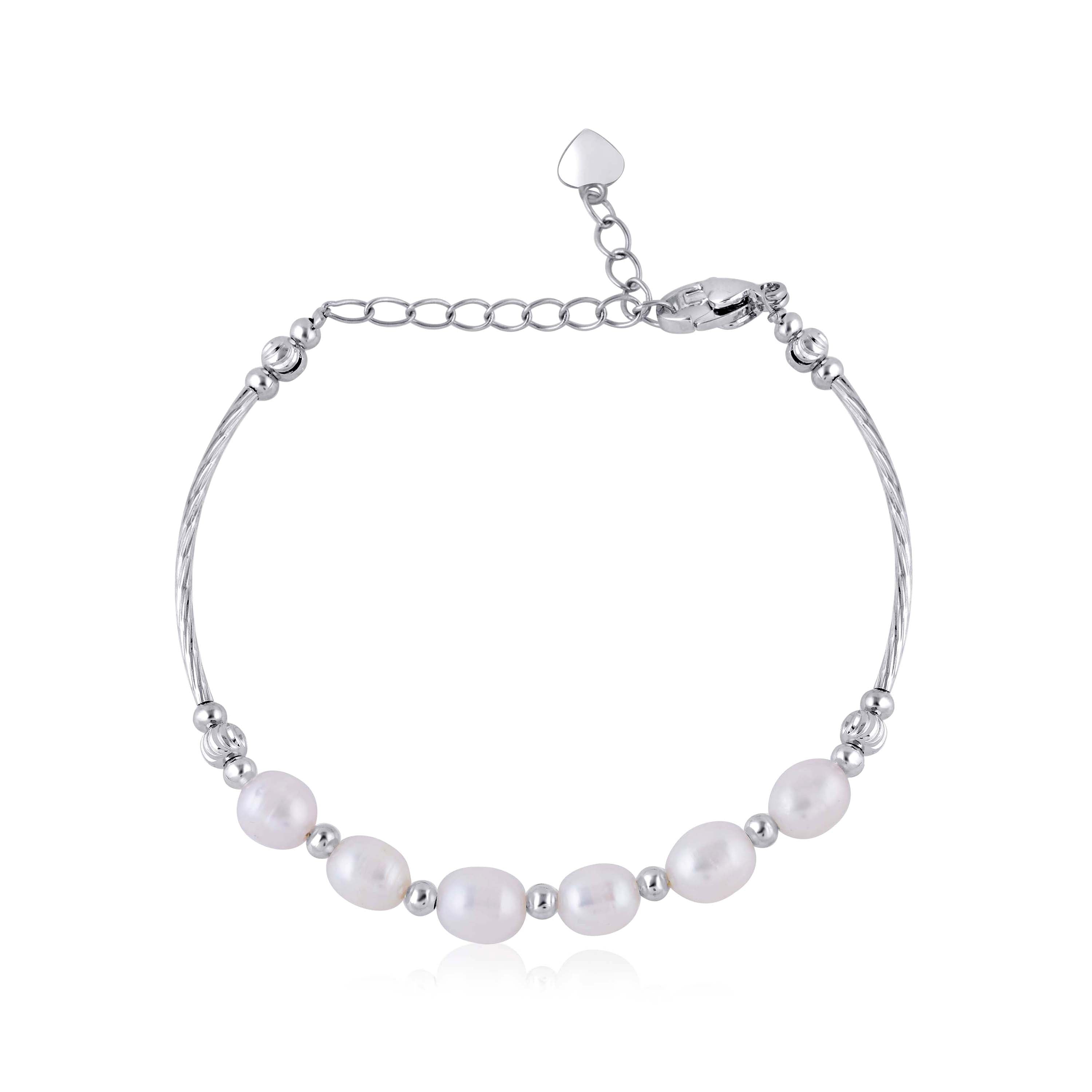 Elegant Silver Pearl Bracelet For A Timeless Glance - Krishna Jewellers Pearls and Gems